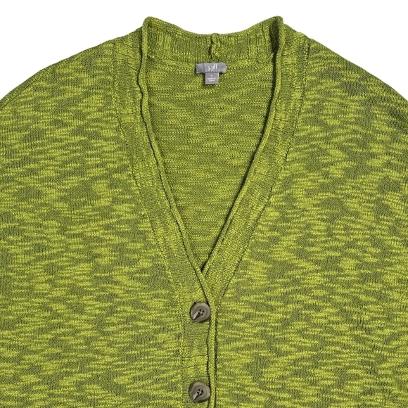 J. Jill Green Apple V-Neck Button-Up Cardigan Drop Shoulders Textured Slouchy - Picture 4 of 9